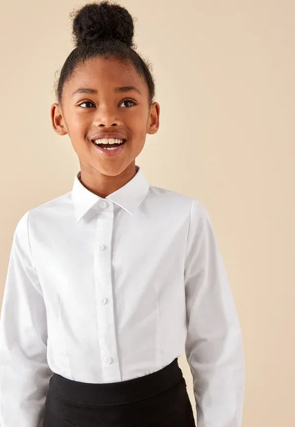 Блузка Next Dressing made easy rich stretch long sleeve school s button down blouse, белый — фото 2