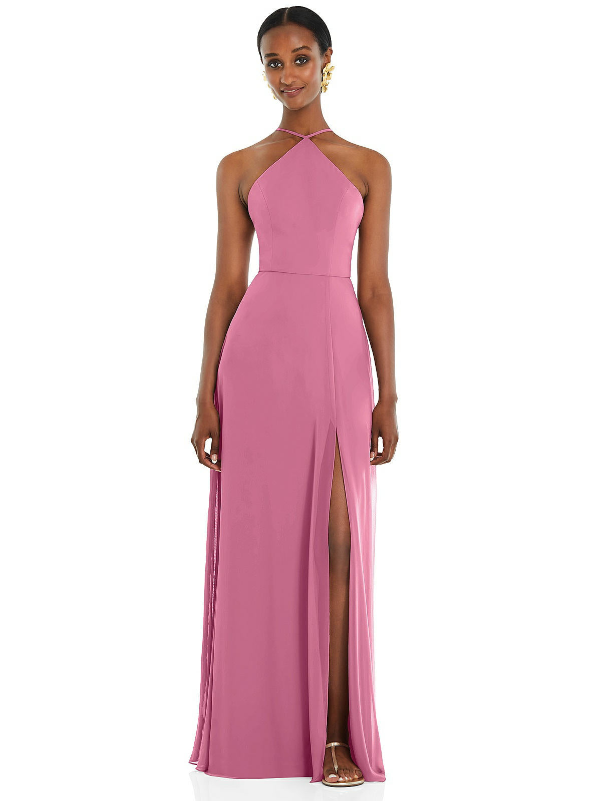 

Платье макси с бретелью через шею Diamond Halter и регулируемыми бретелями Lovely, цвет orchid pink