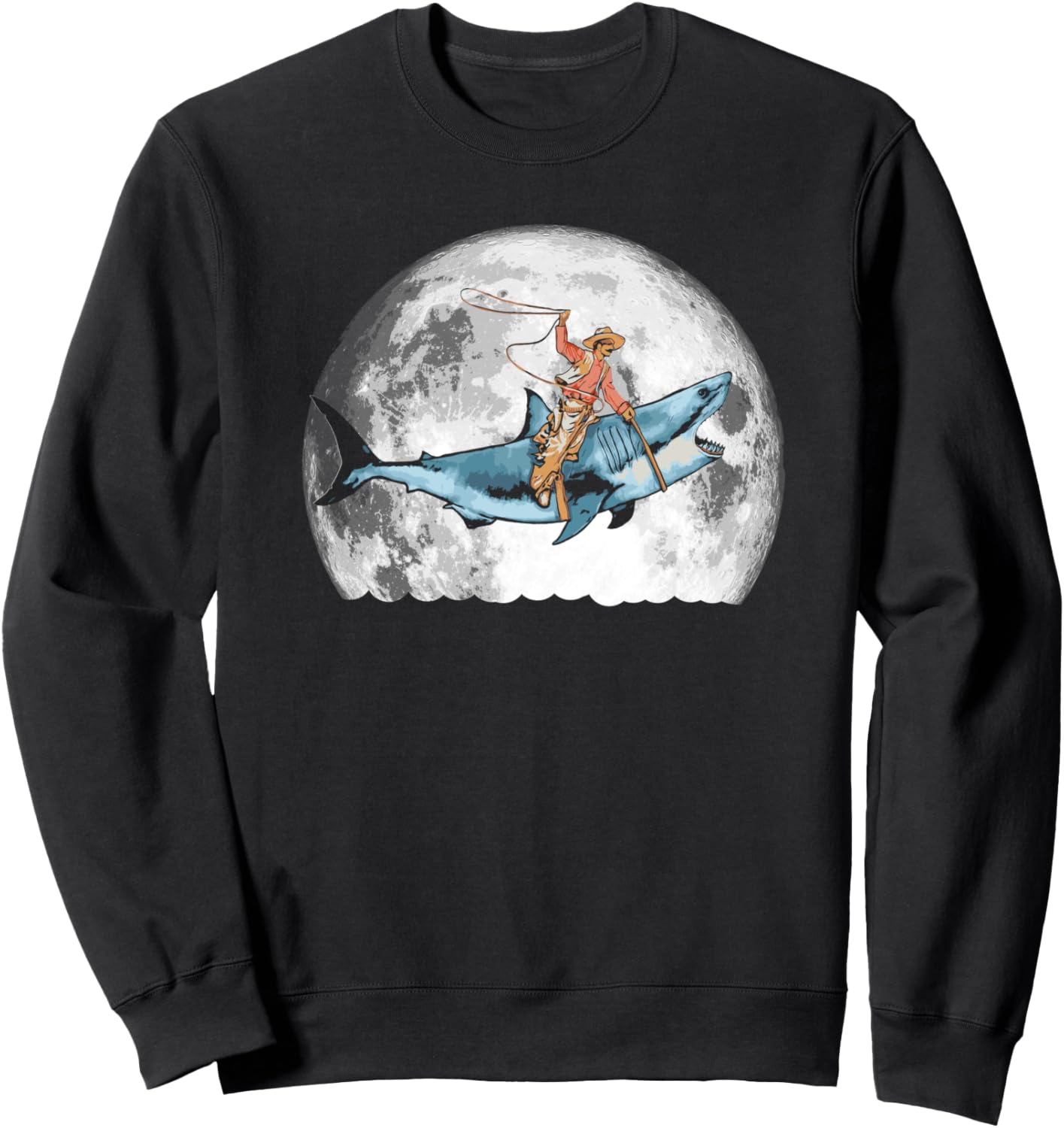 

Забавная толстовка для любителей акул, родео, ковбоев, скачущих на больших белых акулах и луне Giant Step Design Co.