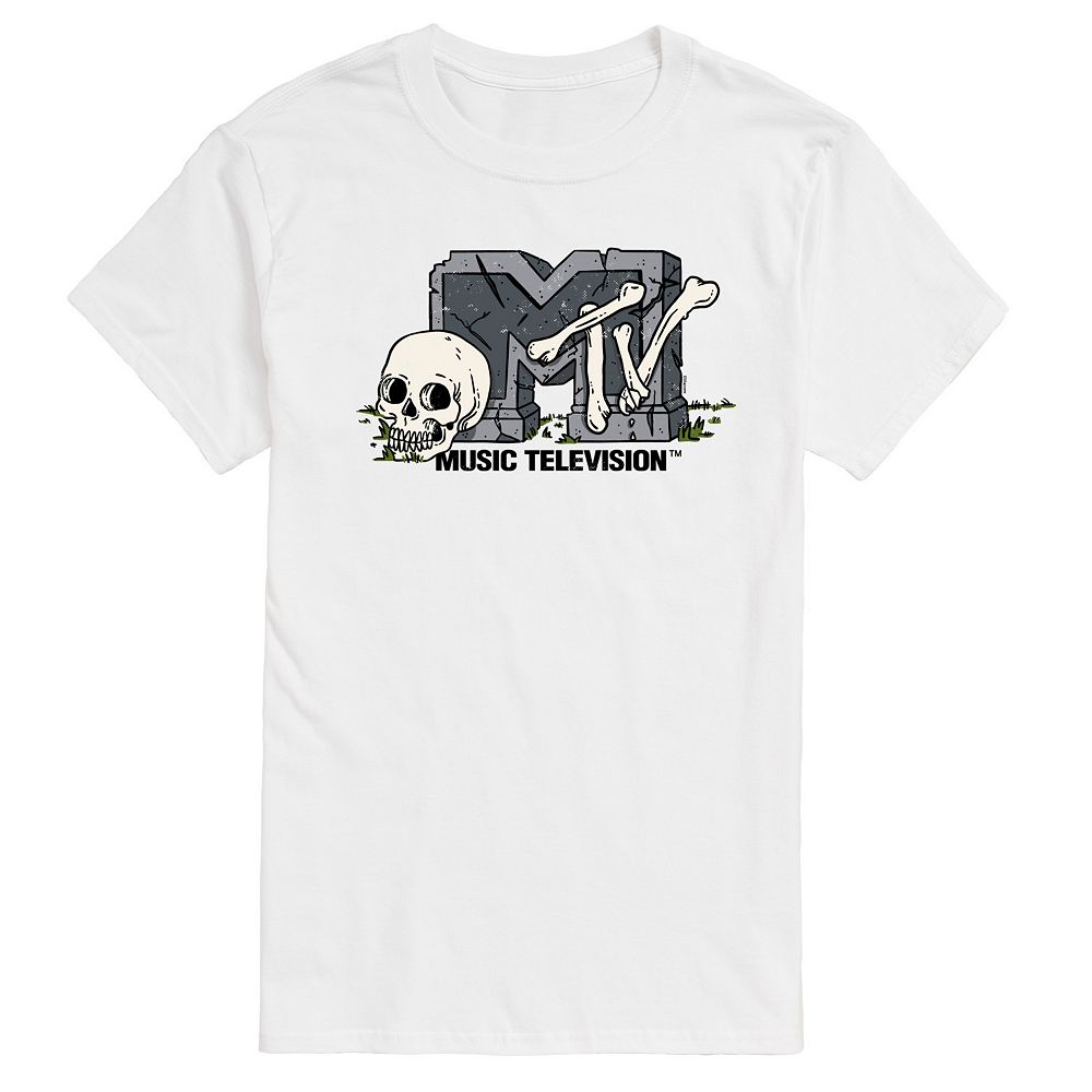 

Мужская футболка с рисунком MTV Grave & Skull Head Licensed Character, белый