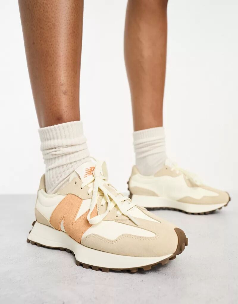 

Кроссовки New Balance 327, бежевый/коричневый, Белый;коричневый, Кроссовки New Balance 327, бежевый/коричневый