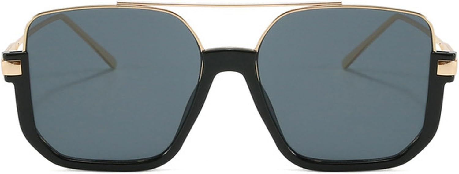 

Винтажные солнцезащитные очки большого размера, модные квадратные очки для мужчин и женщин, стильный и популярный дизайн, защита от ультрафиолета UV400 mincl, Gold&black