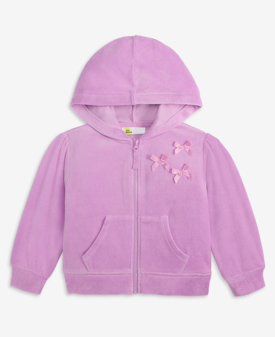 

Детская толстовка на молнии из велюра с лентами для девочек 2T-4T Epic Threads, Lavender