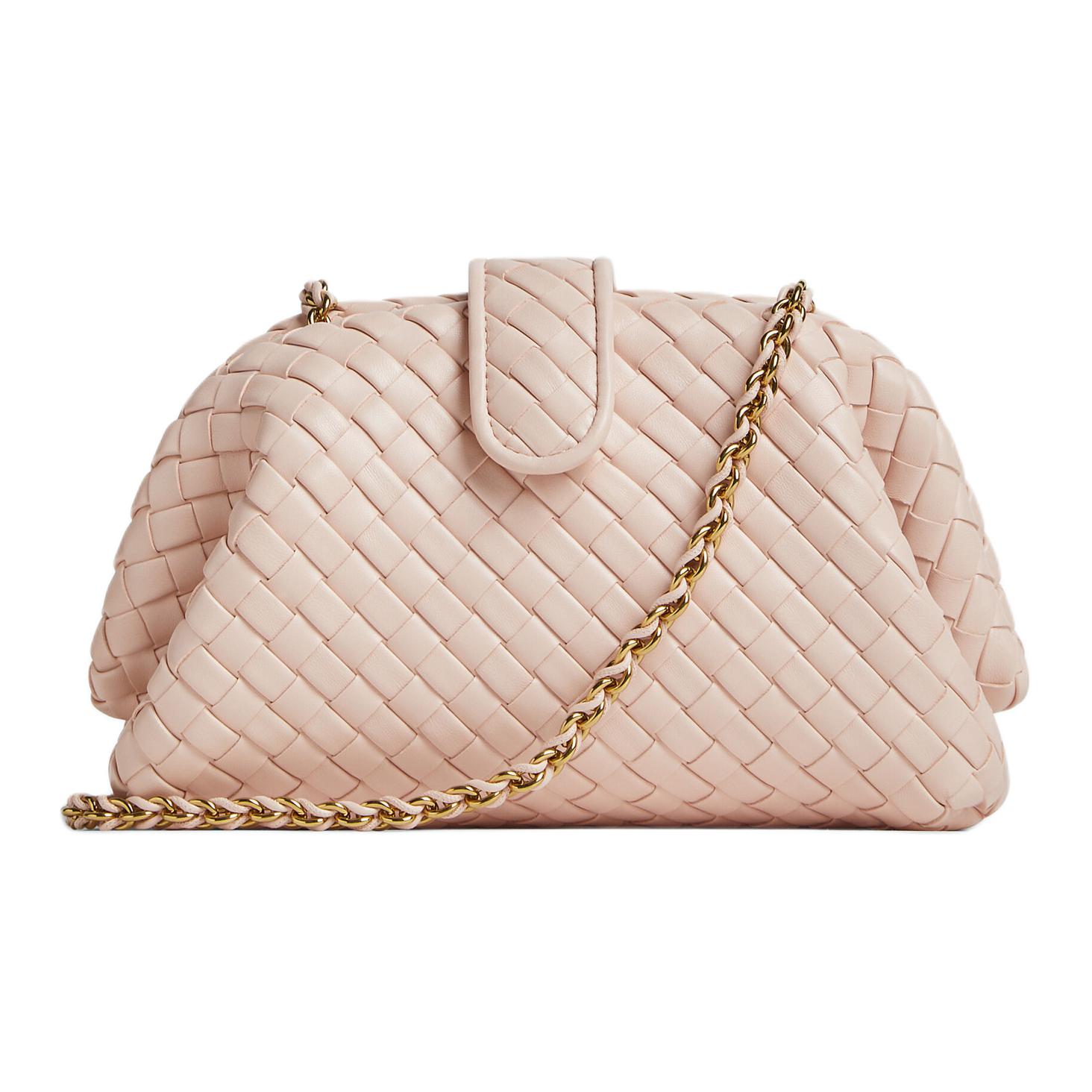 

Bottega Veneta Одноплечевая овчинная поясная сумка клатч малого размера женская резная розовая