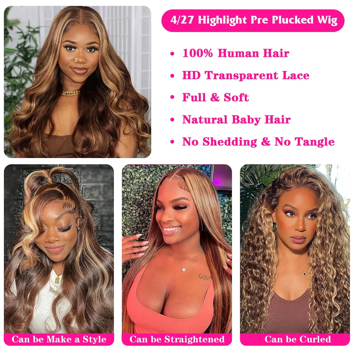 Парик из натуральных волос «Ombre Highlight» 180% плотности 32 дюйма Elee'S Hair — фото 4