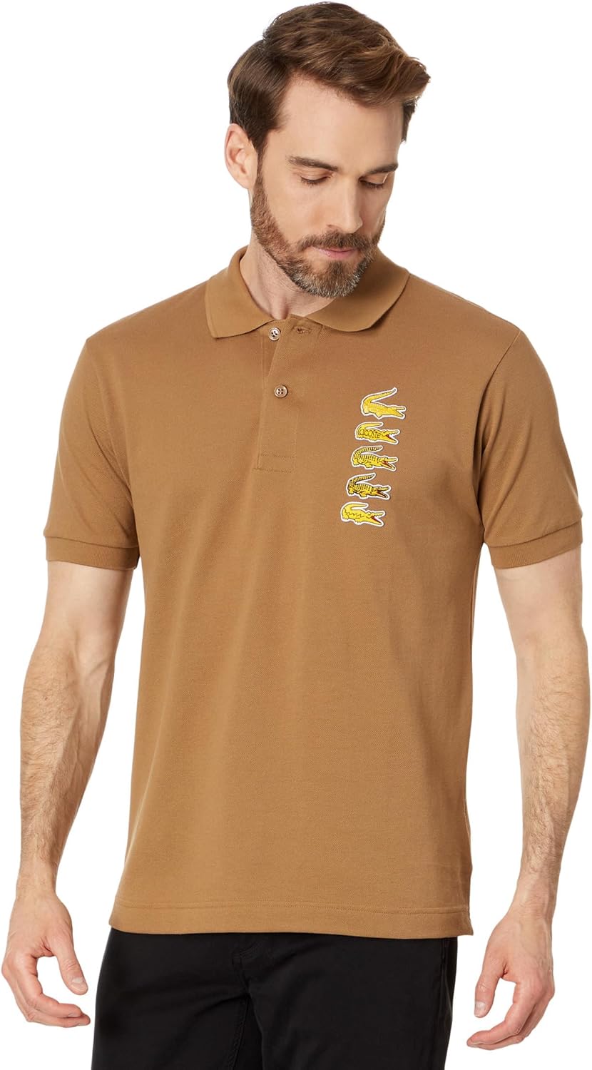 

Lacoste мужская сезонная короткая рукав классический крой поло с логотипом на груди, Cookie