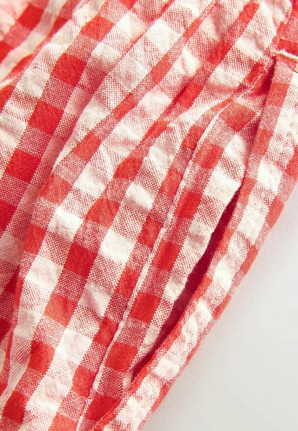 Брюки-Бочонки классического кроя без застежки Next, Gingham Pink Embroidered — фото 4