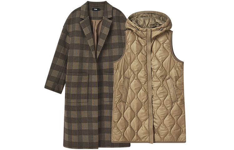 

FILA Плащевая стеганая куртка с капюшоном и ромбовидным стежком, Medium Leaf Khaki