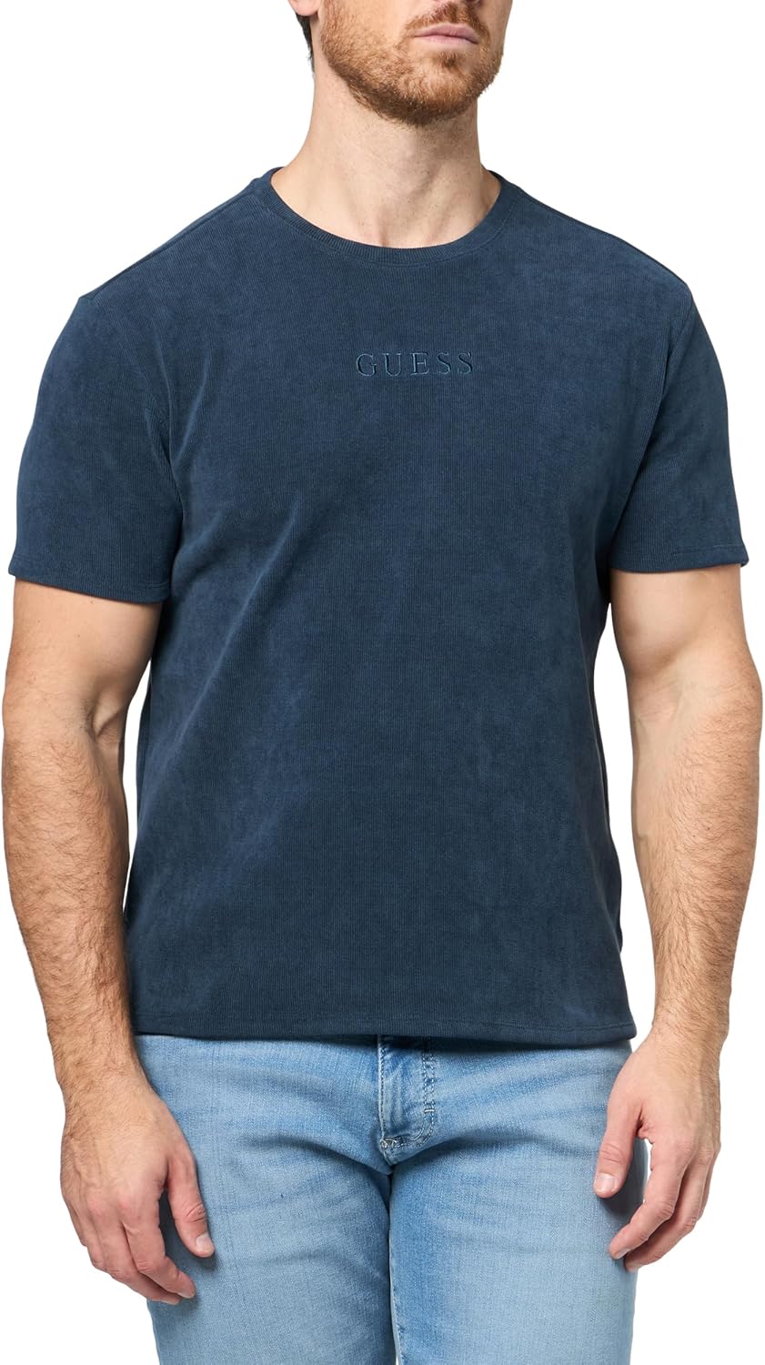 

GUESS Мужская короткая футболка Hawkins Rib Crew, Moonlit Night Multi