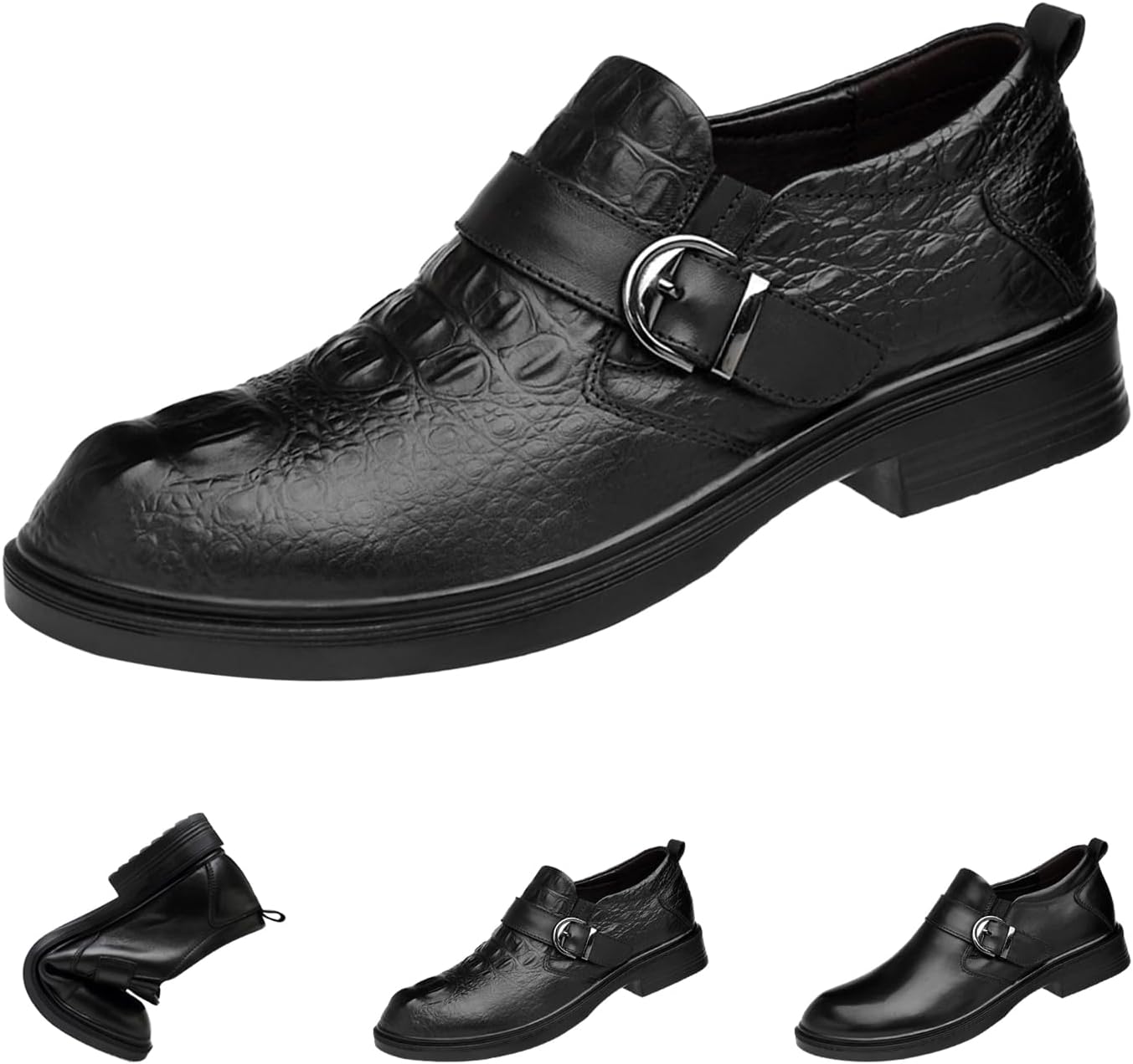 

Мужские черные оксфорды AngryMonkey из натуральной кожи, классические удобные туфли с гладким носком и пряжкой, подходящие для бизнеса и повседневной носки