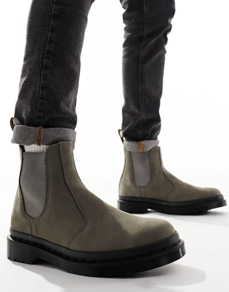 

Ботинки челси Dr Martens 2976 из нубука серого никеля