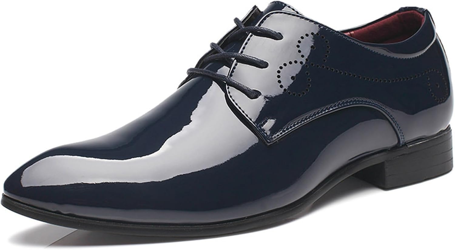

Мужские туфли OXCOWNIU из лакированной кожи с острым носком, стильные оксфорды для свадебной вечеринки и официальных мероприятий, шнуровка, синий