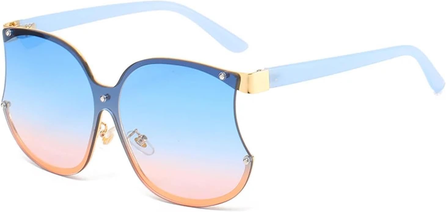 

Большие солнцезащитные очки для женщин и мужчин, модные ретро-очки из металла, женские, для активного отдыха и путешествий, с защитой от УФ-излучения UV400 TKKTLLT, Blue Blue Pink