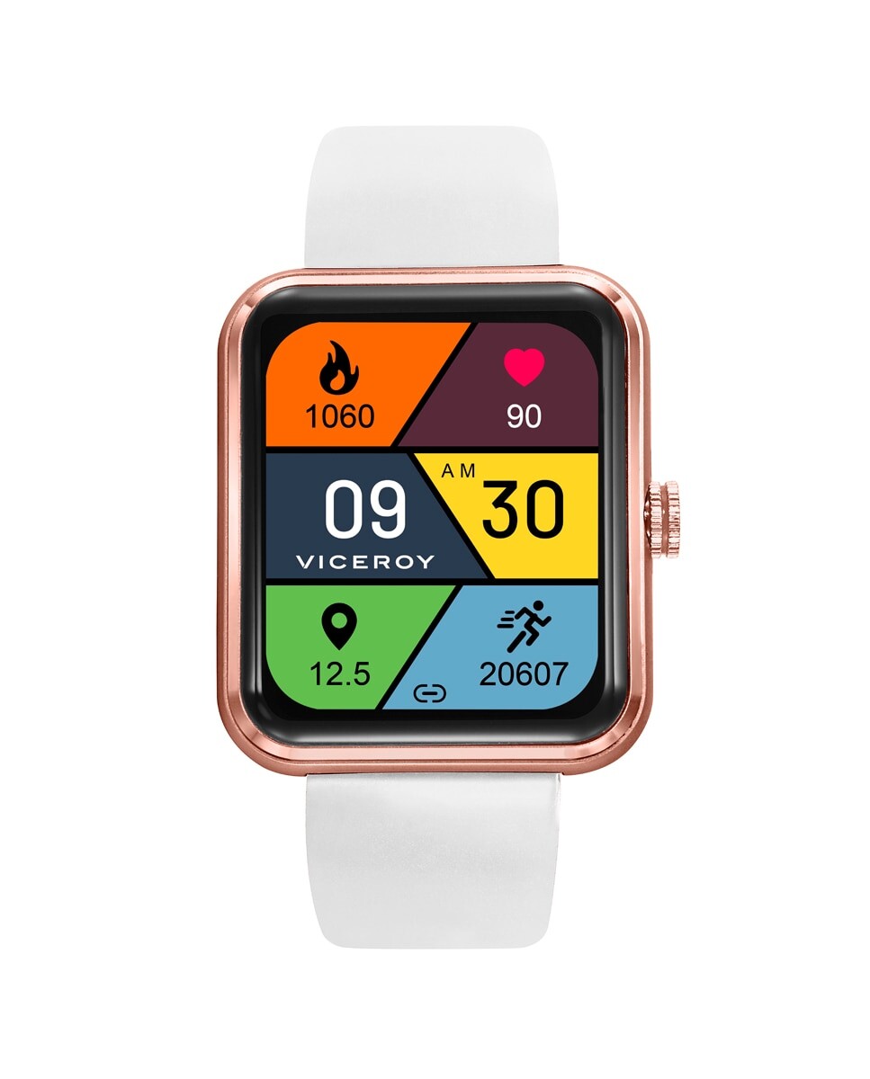 

Розовые алюминиевые смарт-часы с IP-адресом и белым ремешком Viceroy, белый