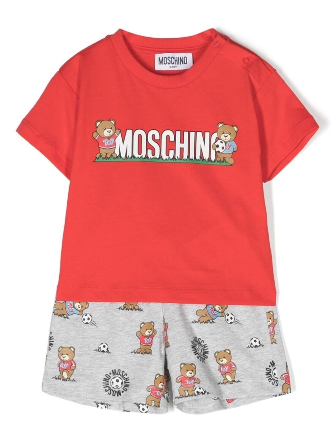 

Moschino Kids комплект из футболки и шортов с принтом Teddy Bear, красный