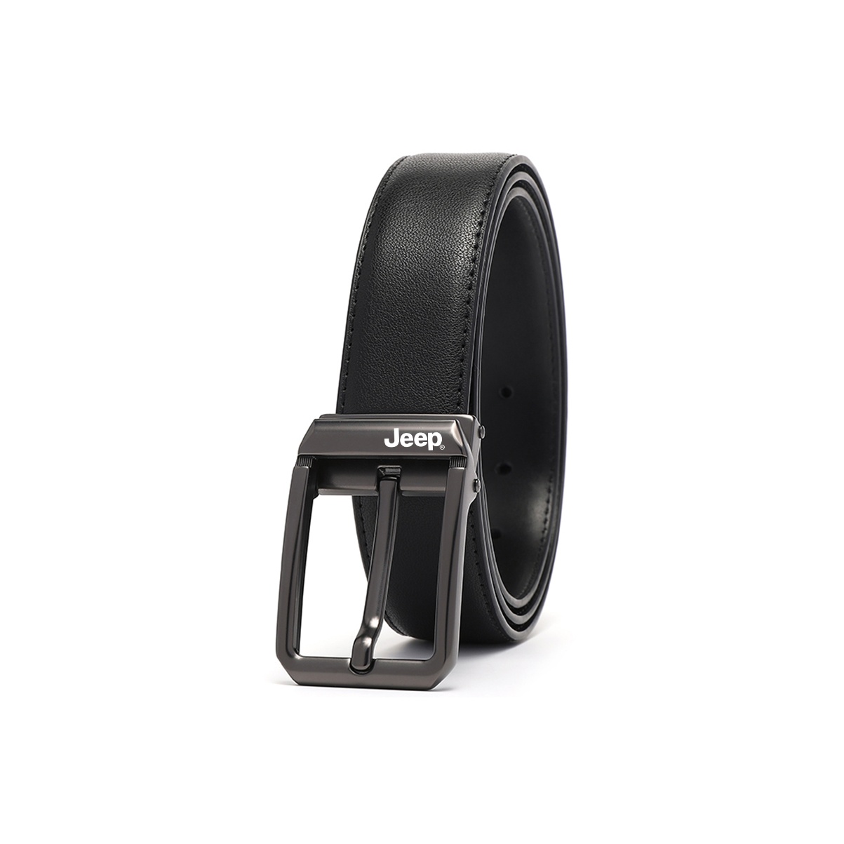 

Кожаный ремень из спилка унисекс 3,5 см Jeep, черный