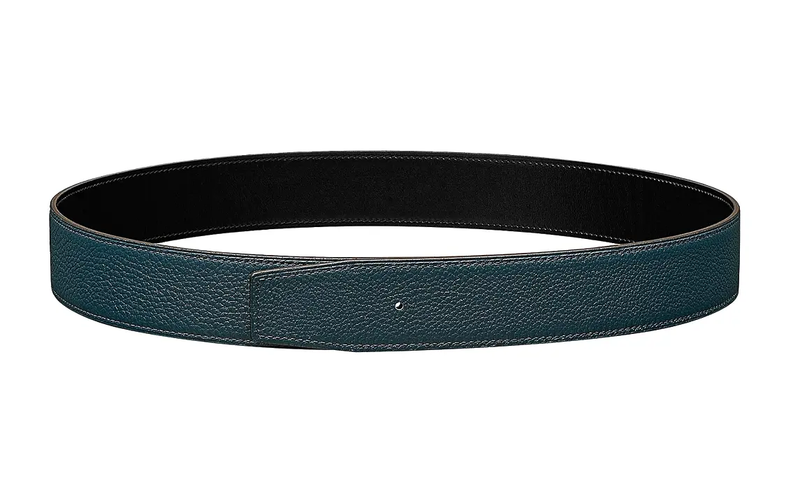 HERMES Мужской ремнь из телячьей кожи черно-синий шириной 3,8 см, Black/Blue — фото 3