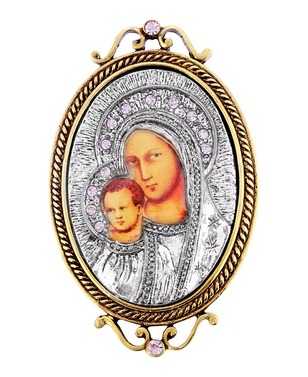 

Брошь Iconica Mary с фиолетовой кристальной эмалью, покрытой 14-каратным золотом и серебром Symbols Of Faith, gray