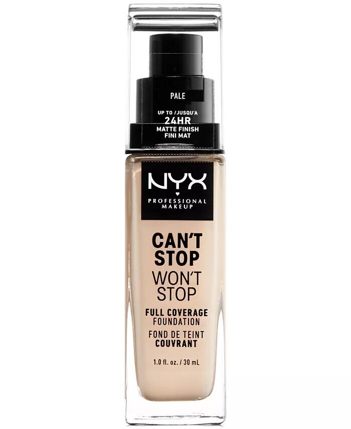 

Can’t Stop Won’t Stop Full Coverage Foundation, 1 унция Nyx Professional Makeup, цвет 01 Pale (white ivory/yellow undertone)
