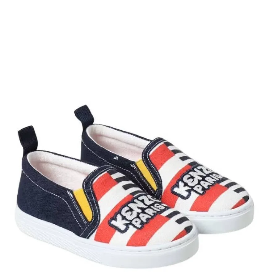 Джинсовые слипоны Kenzo Boys с логотипом и полосками, синий — фото 2