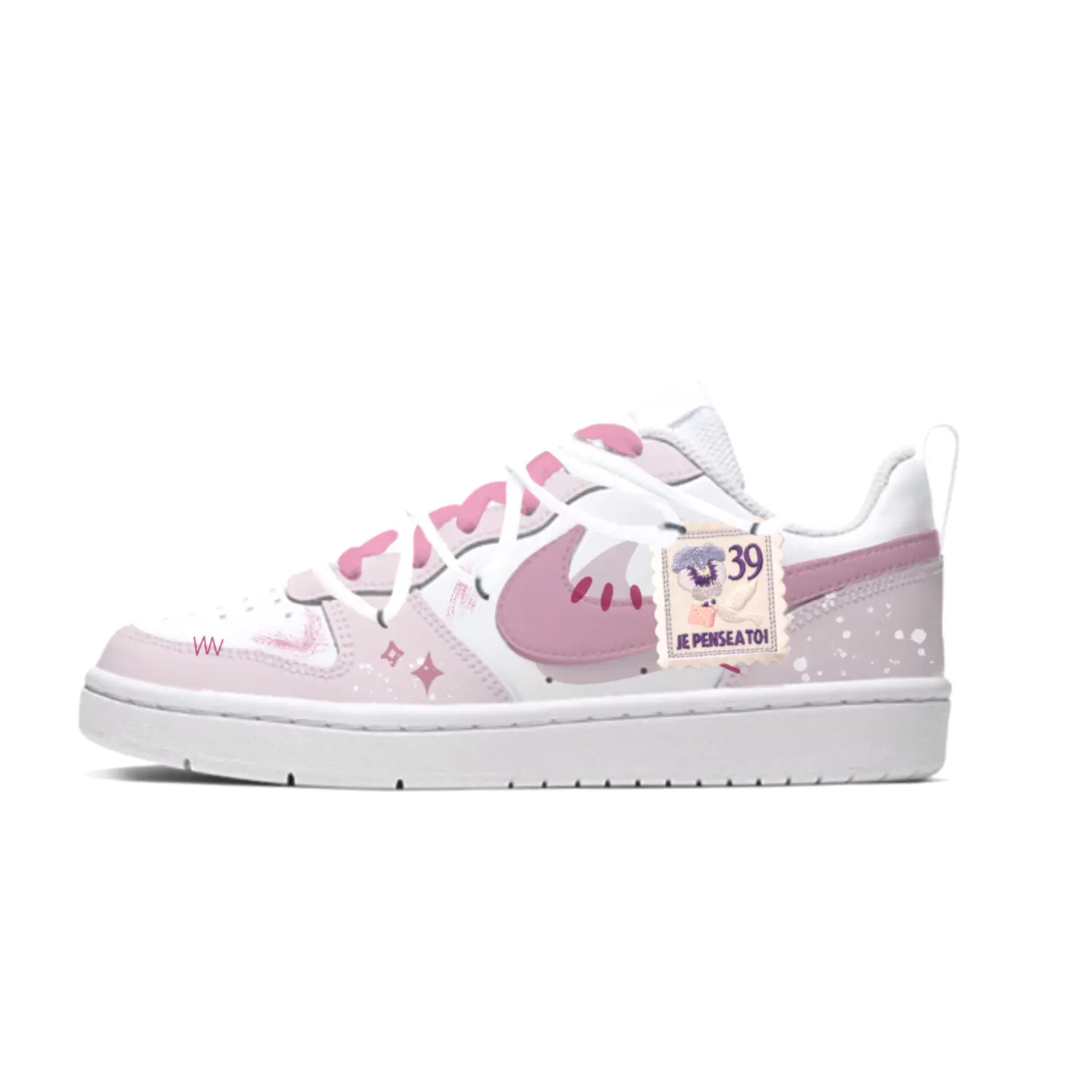 

Nike Кроссовки для скейтбординга Court Borough 2 Lucky Star с противоскользящим покрытием, износостойкие, низкие, белые, для подростков