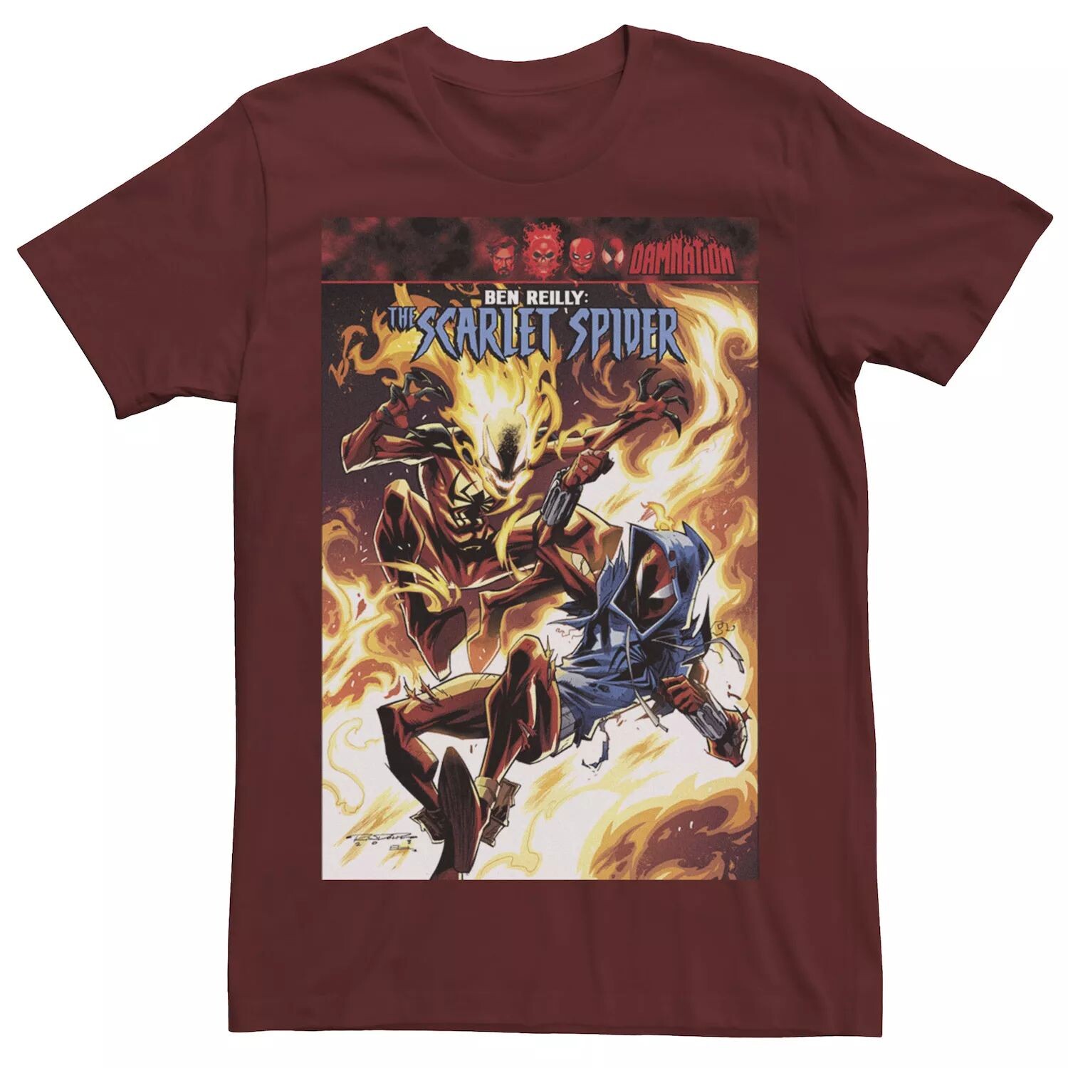 

Мужская футболка с обложкой комиксов Marvel Spider Man Flames