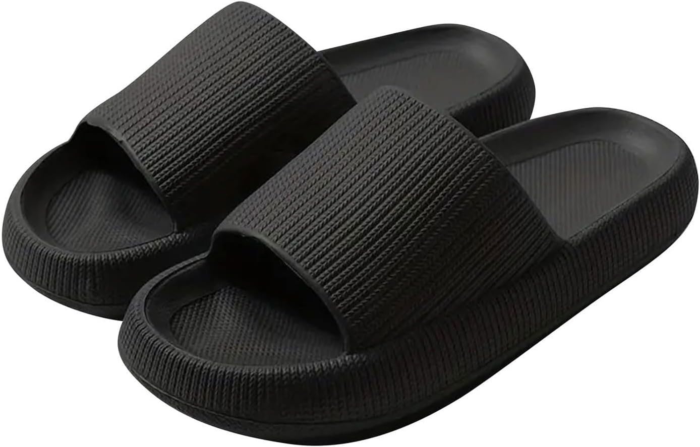 

Домашние тапочки Cloud Slippers для женщин и мужчин, мягкие тапочки из ЭВА, нескользящие быстросохнущие сандалии для душа, легкие и удобные сандалии с толстой подошвой для взрослых пар, для дома и улицы Generic, черный