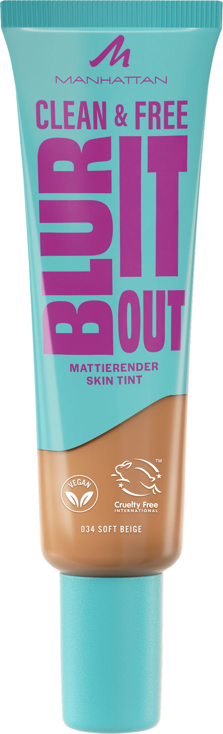 

Тональный крем MANHATTAN Cosmetics Foundation Clean & Free Blur It Out Skin Tint 34 Soft Beige, 30 ml