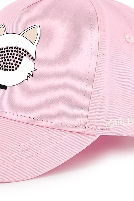 

Детская хлопковая кепка с козырьком Karl Lagerfeld, розовый