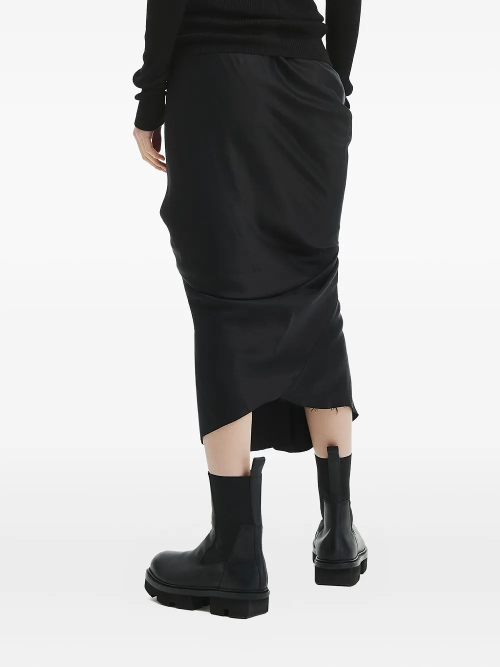Драпированная юбка миди Seb асимметричного кроя Rick Owens, черный — фото 4