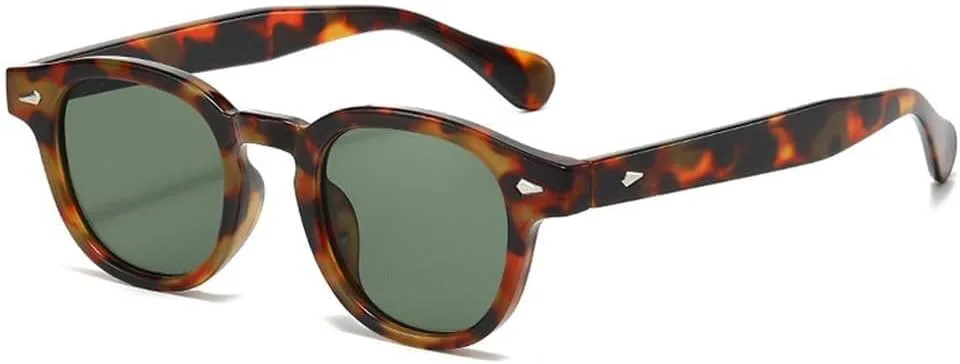 

Модные солнцезащитные очки для женщин, овальные, темно-зеленые, в стиле ретро с заклепками, мужские солнцезащитные очки UV400 в стиле панк LXLHWN, Leopard Dark Green