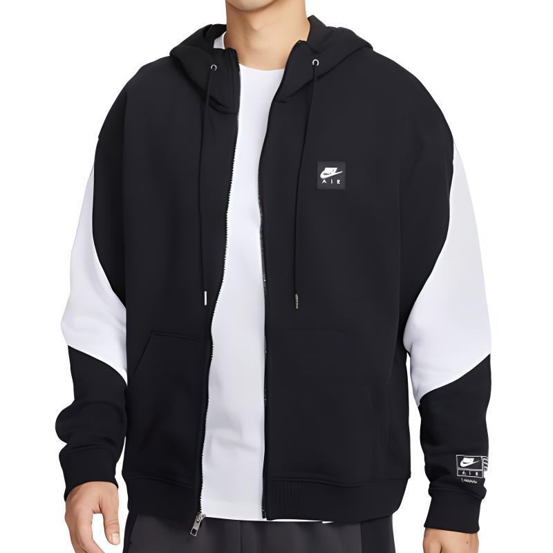 Nike Мужская флисовая толстовка с молнией и капюшоном, Black — фото 3