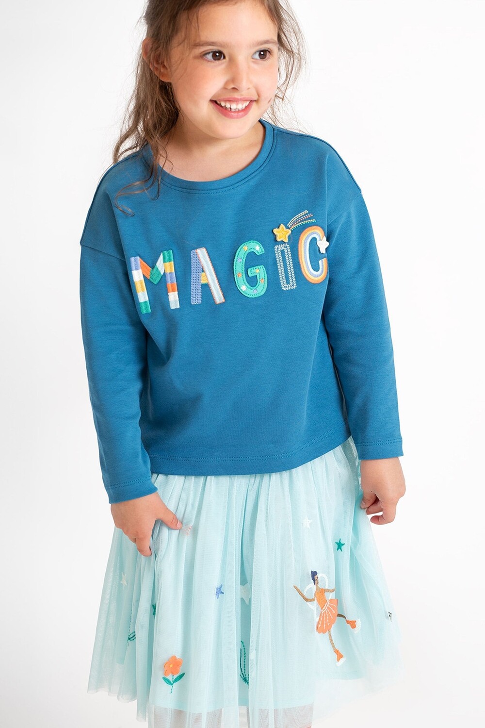

Юбка завитушка светло алая Frugi, синий