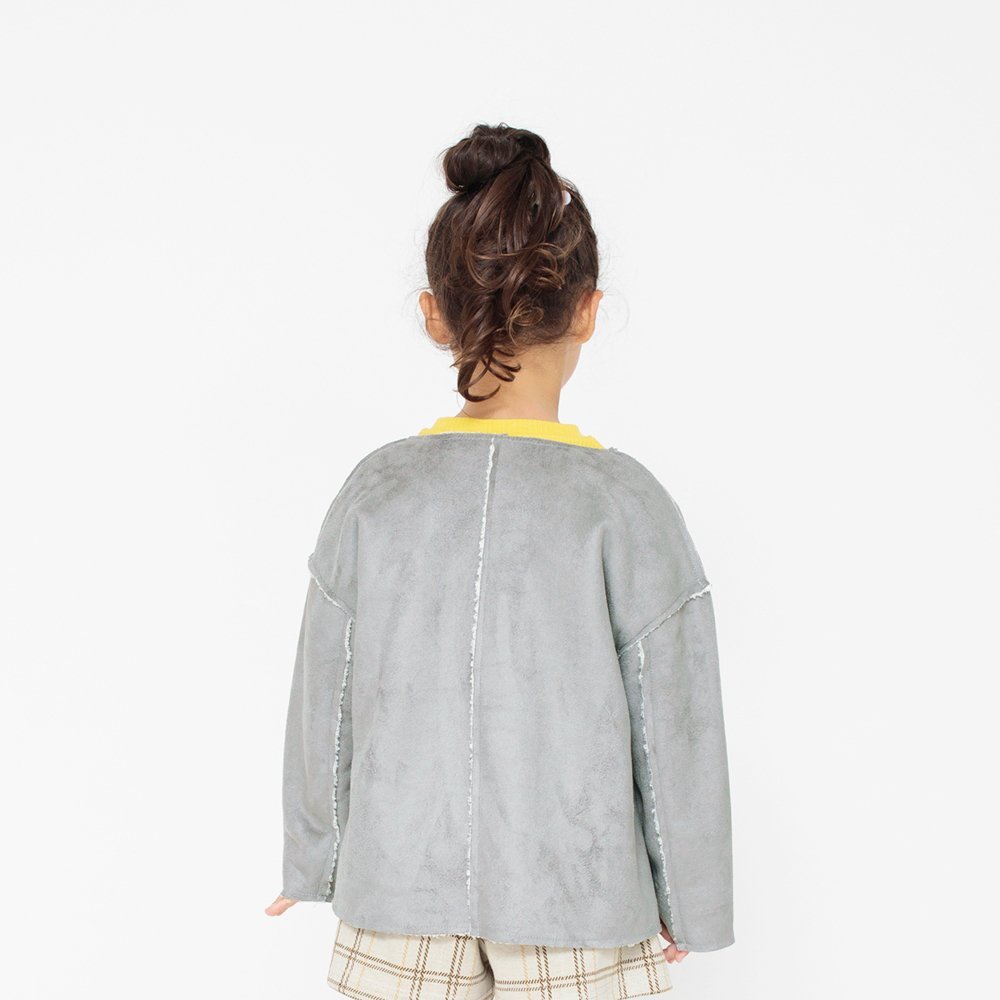 Двусторонняя куртка Boa из замши с плетением "боа". Branshes, Light gray — фото 4