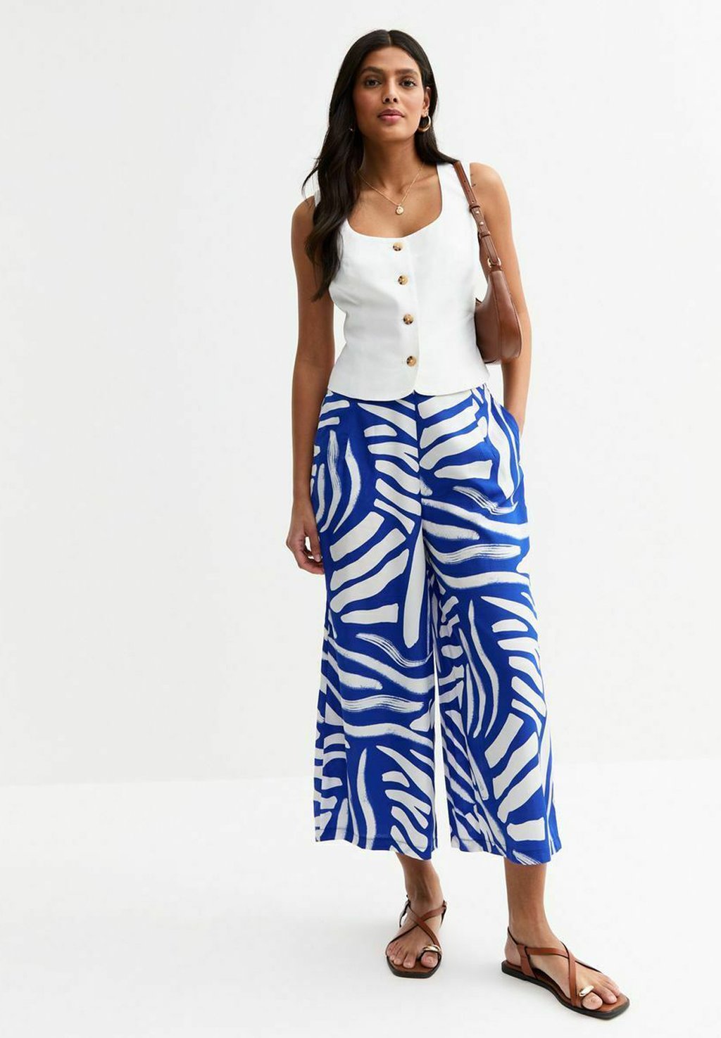 

Брюки ABSTRACT PRINT WIDE LEG New Look, синий