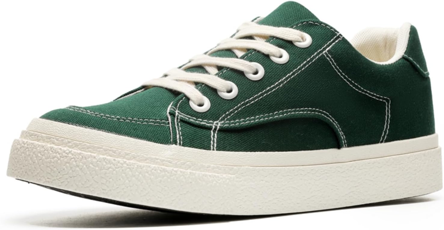 

Мужские кеды из канвы - стильные повседневные туфли на шнуровке, ретро-дизайн с двухцветными шнурками, идеальны для ежедневной носки, прогулок и уличного стиля Aokisx, зеленый