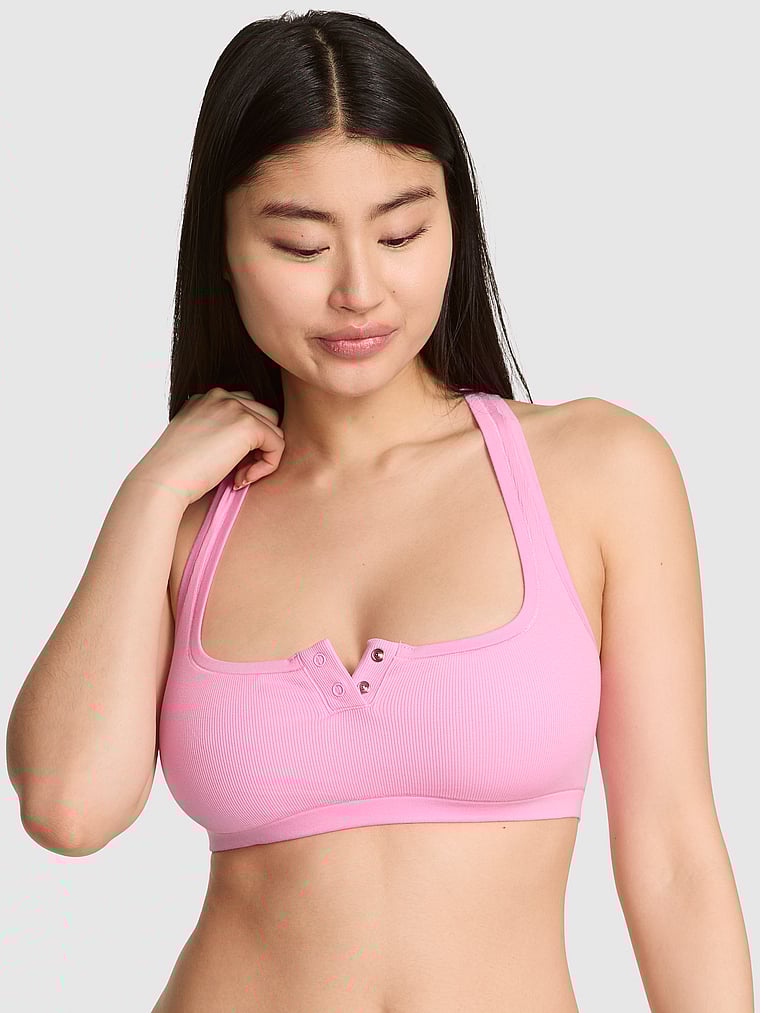 

Хлопковый бюстгальтер-бралетт без подкладки со спинкой-борцовкой Pink Bralettes & Bra Tops, розовый