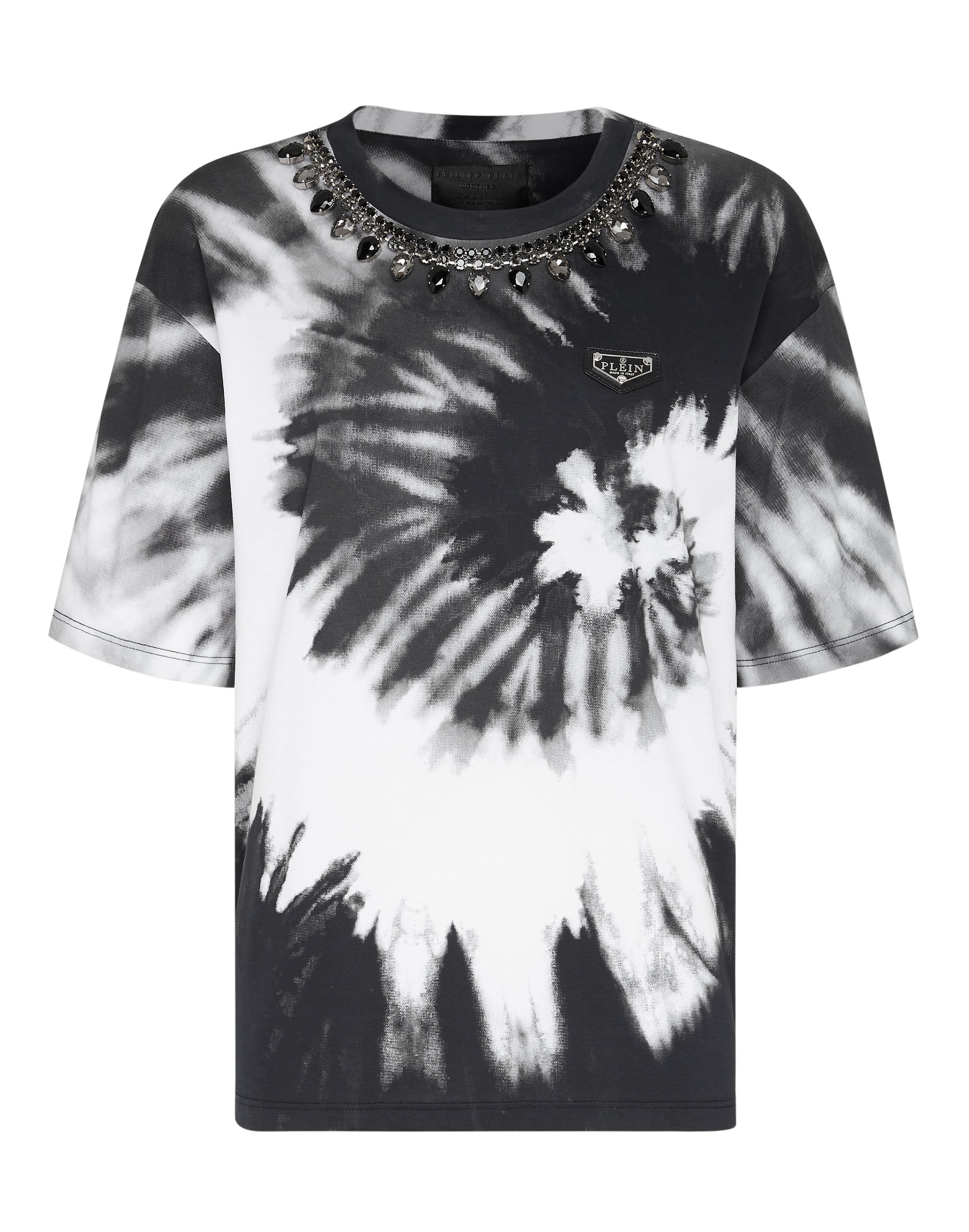 

Футболка с круглым вырезом SS Tie Dye PHILIPP PLEIN, белый/черный