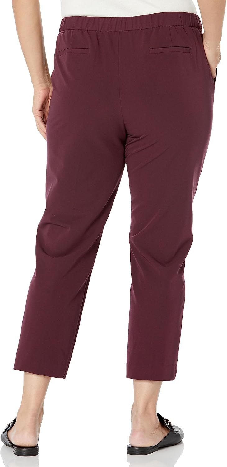 Женские брюки Calvin Klein Lux Stretch прямого кроя с поясом и двумя пуговицами, Cranberry — фото 2