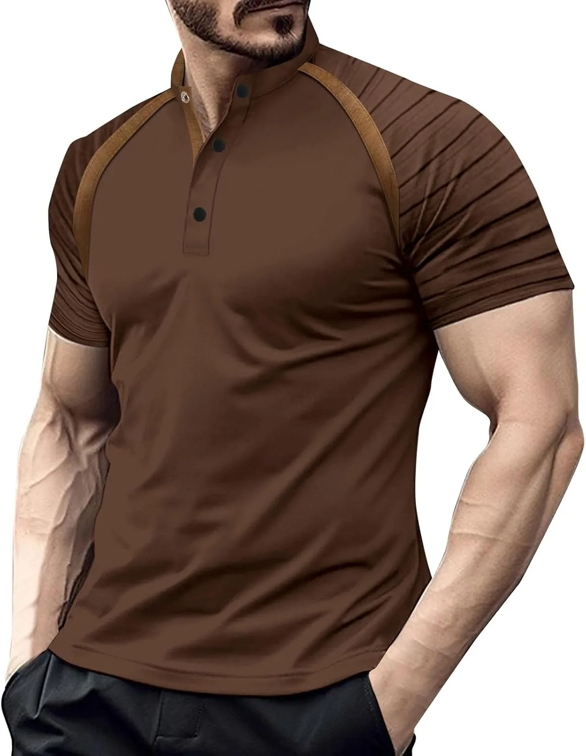 

Мужская футболка Henley с коротким рукавом, Slim Fit xoxingysm