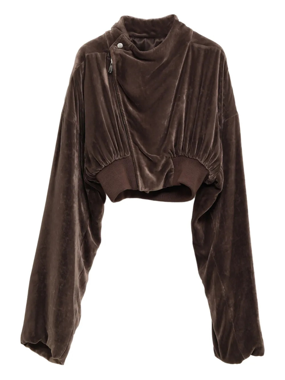

Бархатная укороченная куртка на молнии спереди Rick Owens, коричневый
