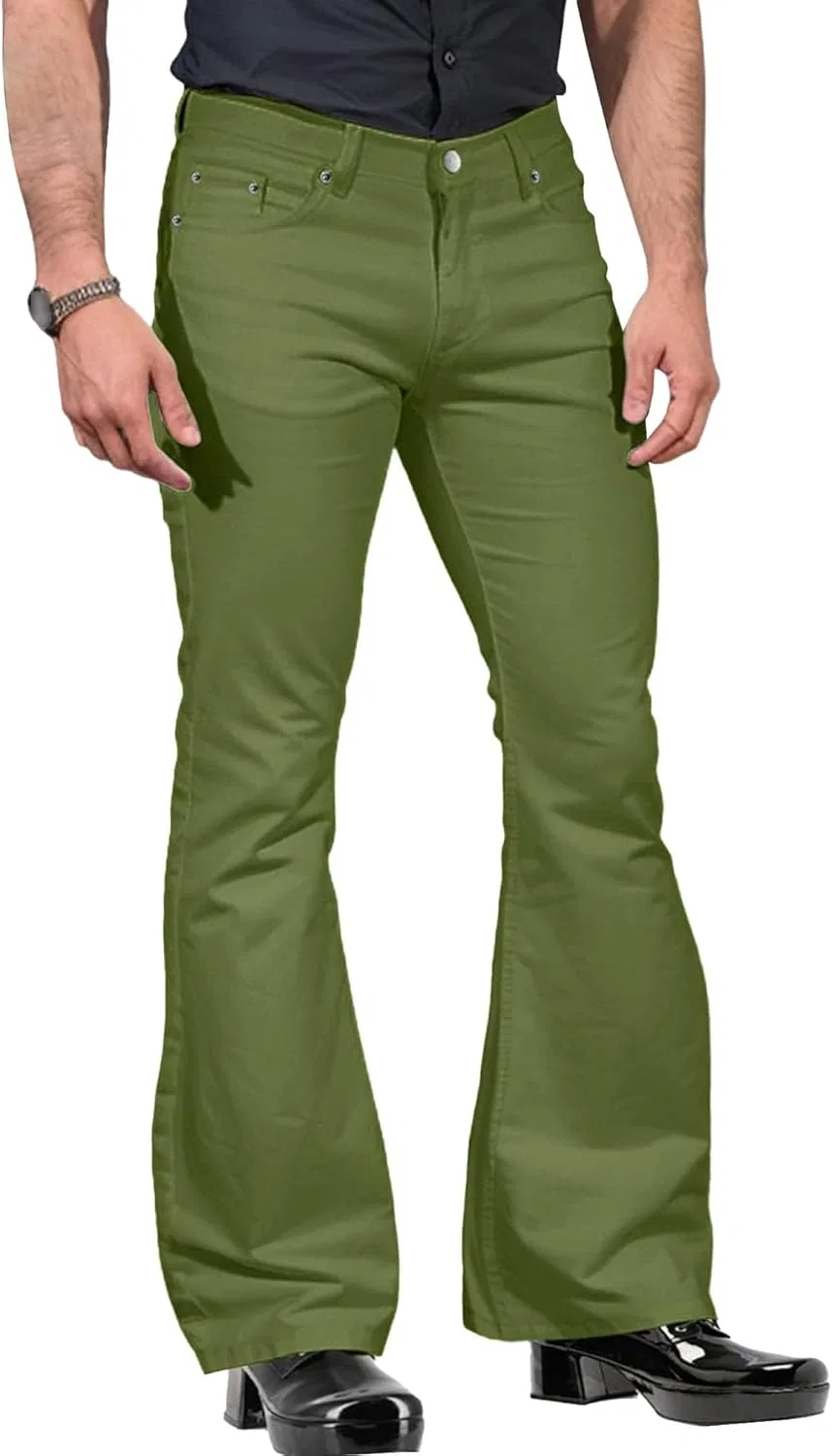 Джинсы клеш, повседневные, Green 1