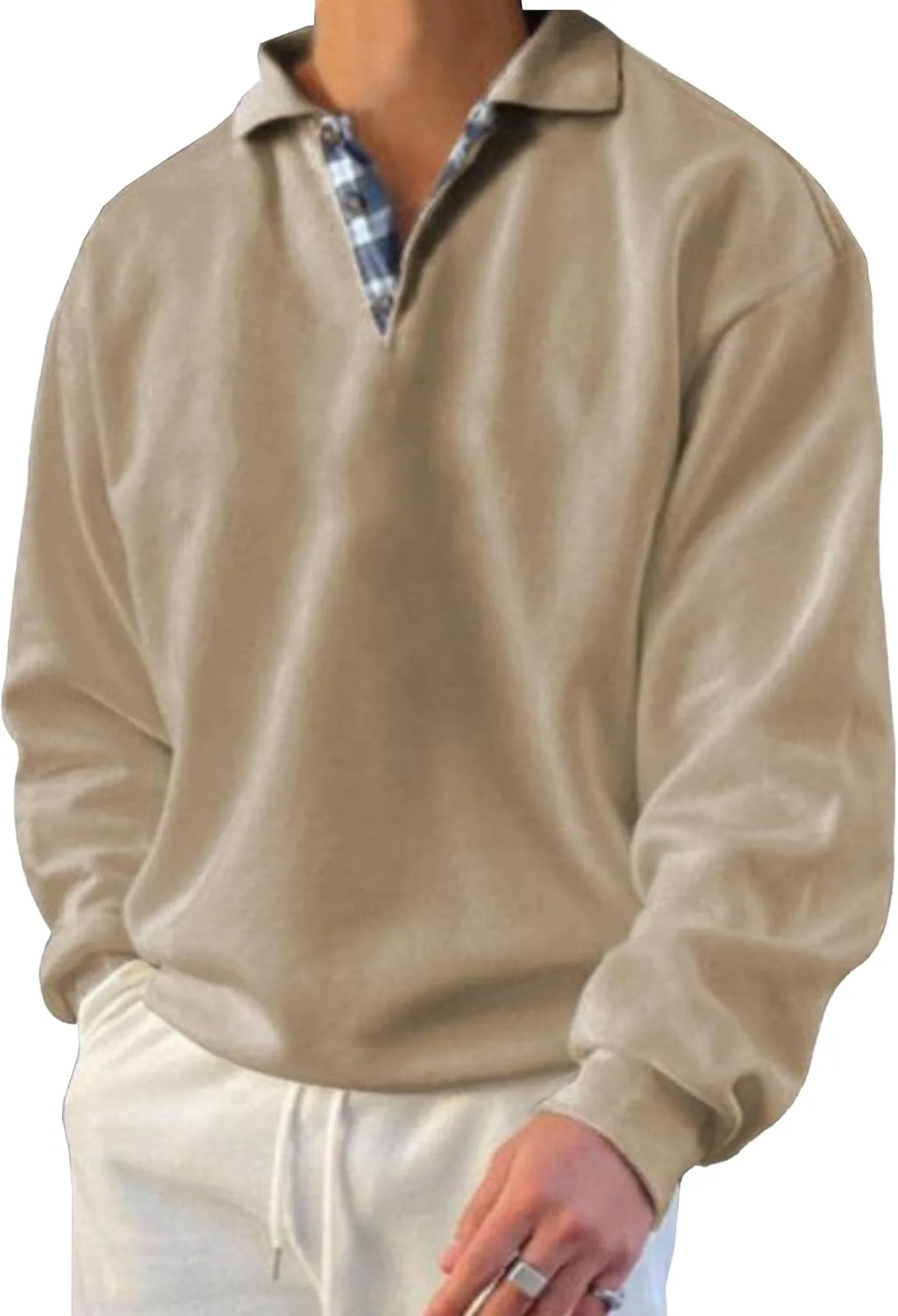 

Мужской свитшот с воротником стойкой и пуговицами