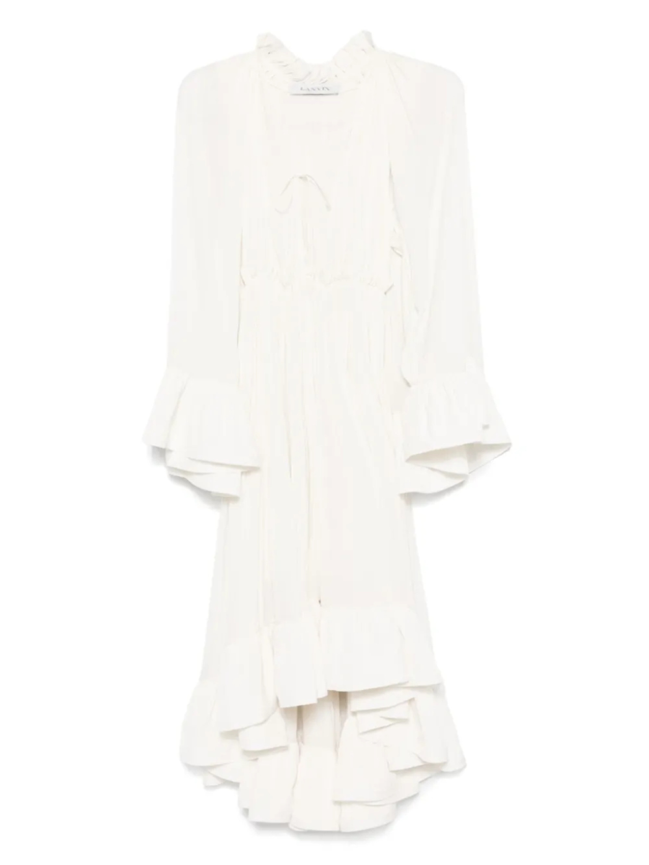 

Длинное платье с оборками Lanvin, белый