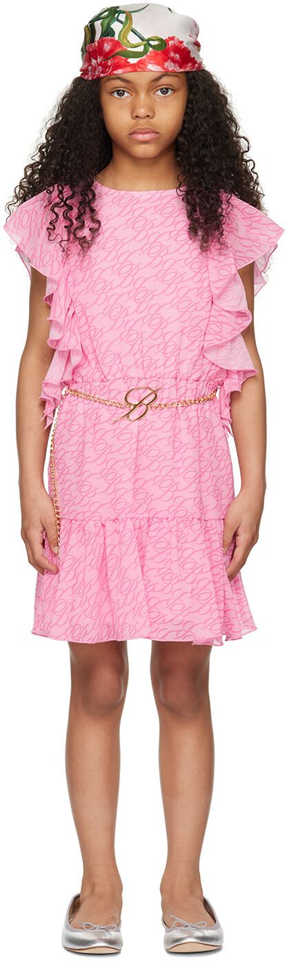 

Детское розовое платье с оборками Miss Blumarine