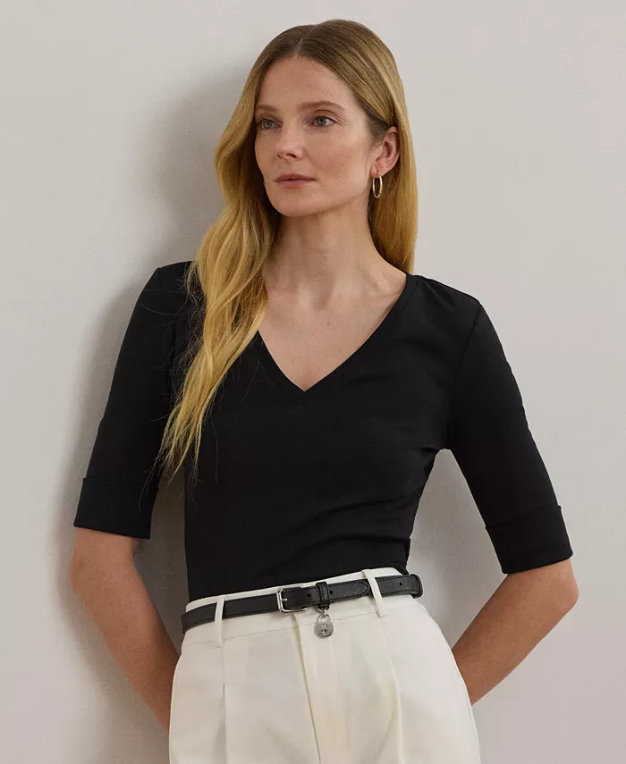 

Топ с рукавом до локтя Lauren Ralph Lauren, черный
