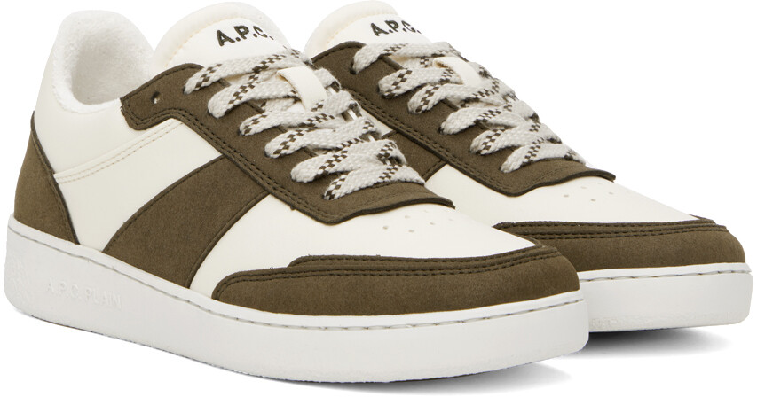 Однотонные кроссовки Off-White и цвета хаки A.P.C., цвет Khaki/White — фото 4