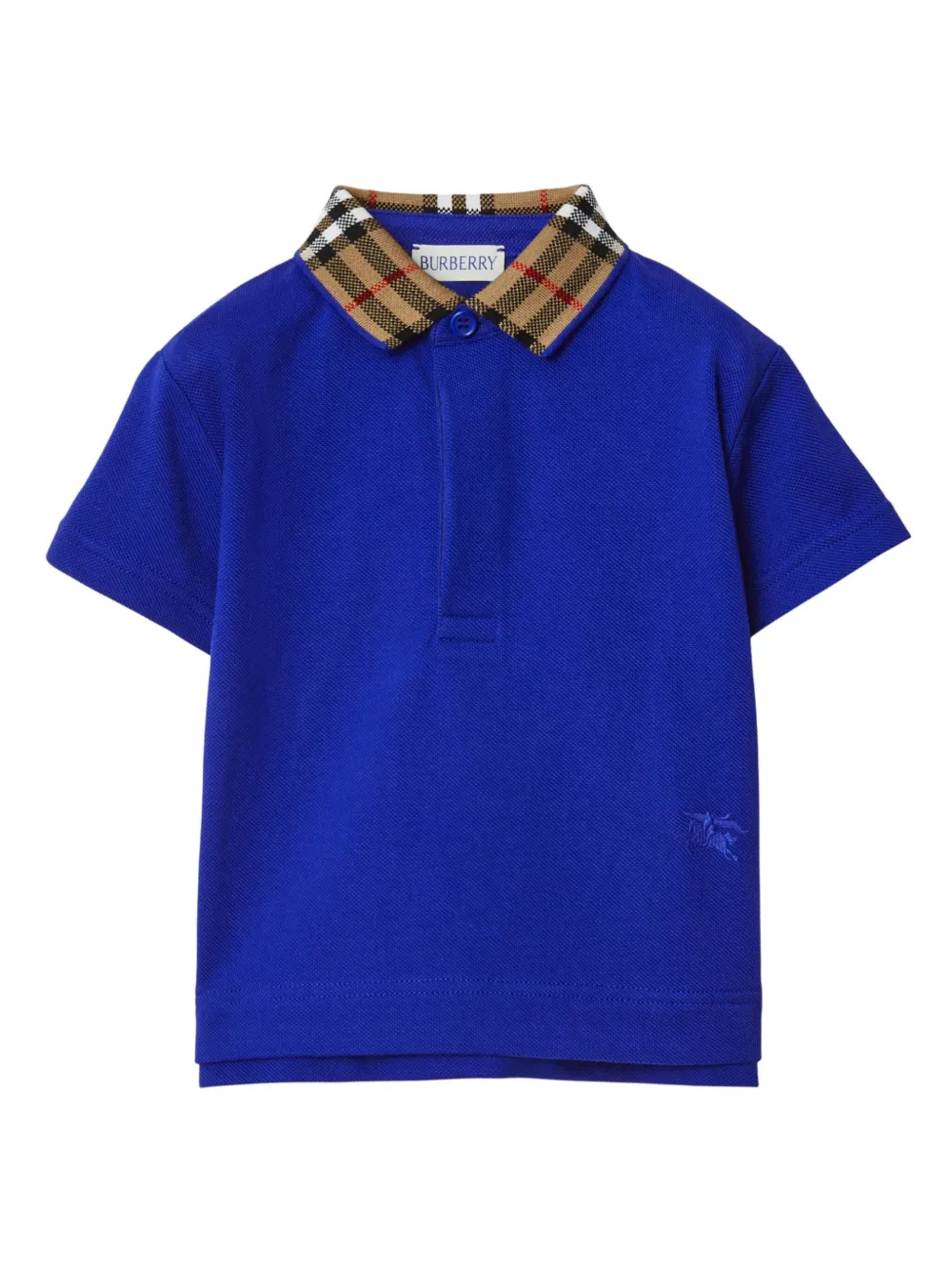 

Рубашка поло с клетчатым воротником BURBERRY KIDS, синий