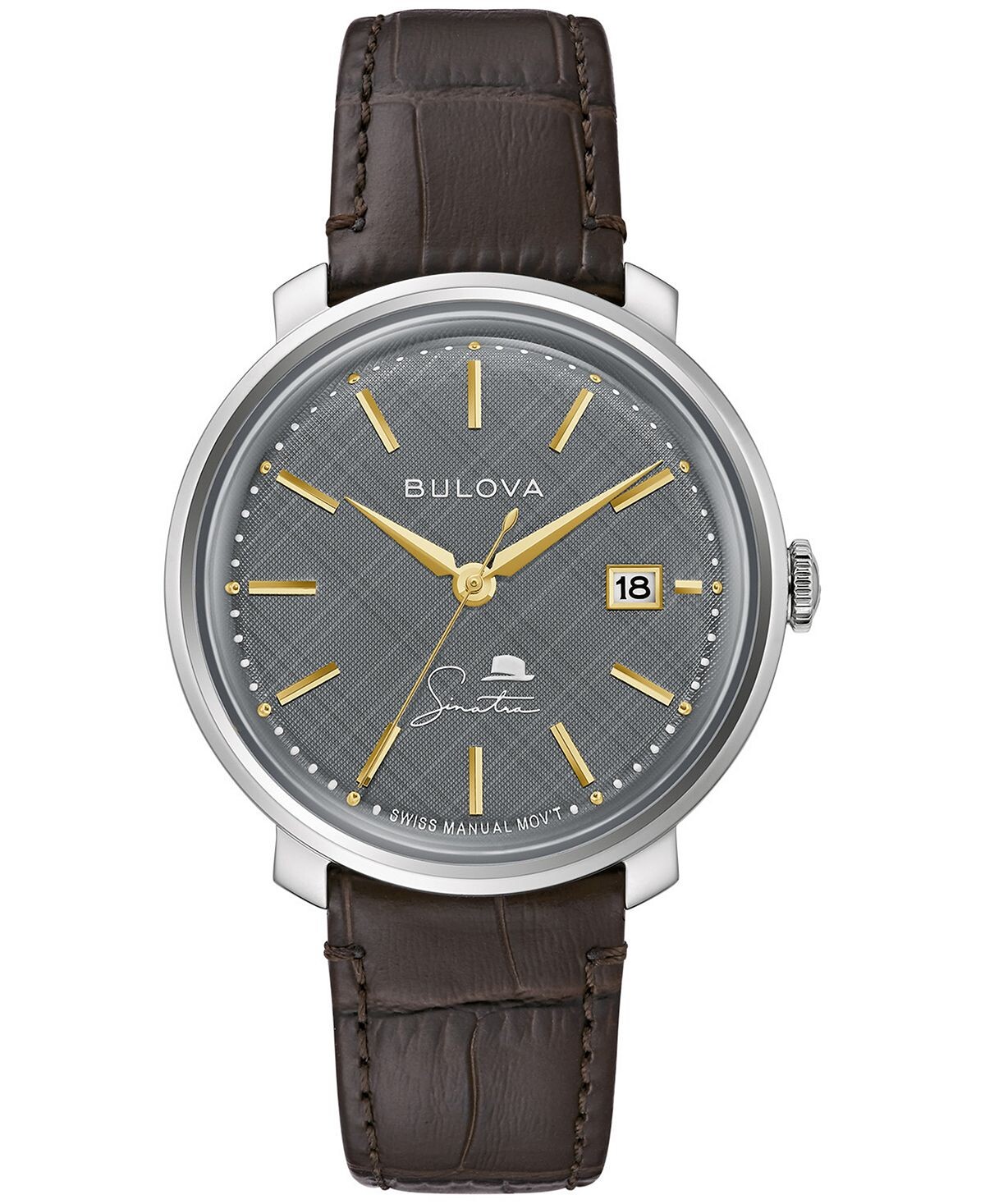 

Мужские часы Frank Sinatra Collection коричневый кожаный ремешок 40 мм Bulova