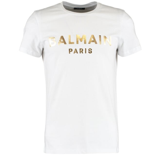 

Футболка с золотым логотипом Paris Balmain, белый